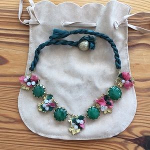 Green and Pink stone statement necklace